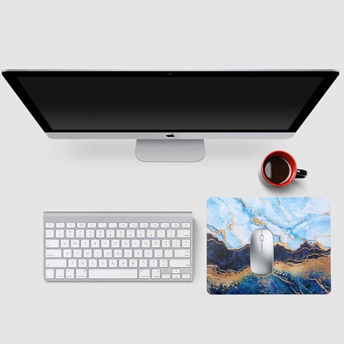 Mouse Pad, Gaming Mouse Pad, Non-Slip Rubber Base Mouse Mat with Designs for Laptop, Computer & Office, 9.5 x 7.9 x 0.12 inches (Marble 5)