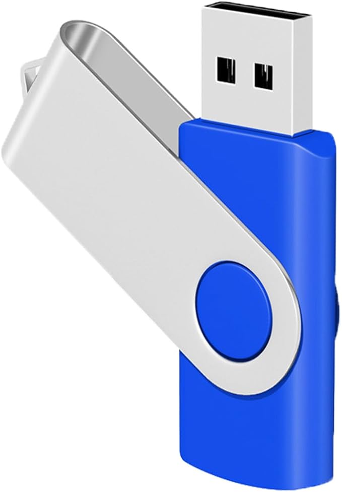 8GB USB Bulk Flash Drives 100 Pack, EASTBULL USB 2.0 Flash Drive Bulk Thumb Drive Pack Memory Stick Swivel Pen Drives (Blue)