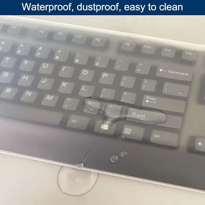 Universal Clear Desktop Computer Keyboard Protection Skin Protector Cover for PC 104/107 Keys Standard Keyboard,Ultra Thin Desktop PC Silicone Waterproof Dustproof Keyboard Cover (Type B)