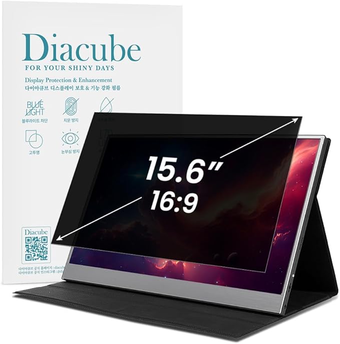 DIACUBE 15.6 Inch Computer Privacy Screen Filter for 16:9 Aspect Ratio Widescreen Desktop PC LED Monitor – Compatible with Curved Monitors - Eye Protection | Anti-UV | Anti-Glare, Anti Spy Screen Protector Film