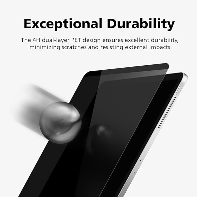 360° 4-Way Magnetic & Nano Adsorption Privacy Screen Protector for iPad Pro 13 Inch M4 2024 | Detachable, Anti-Spy, Anti-Fingerprint | Works in Both Landscape & Portrait Modes