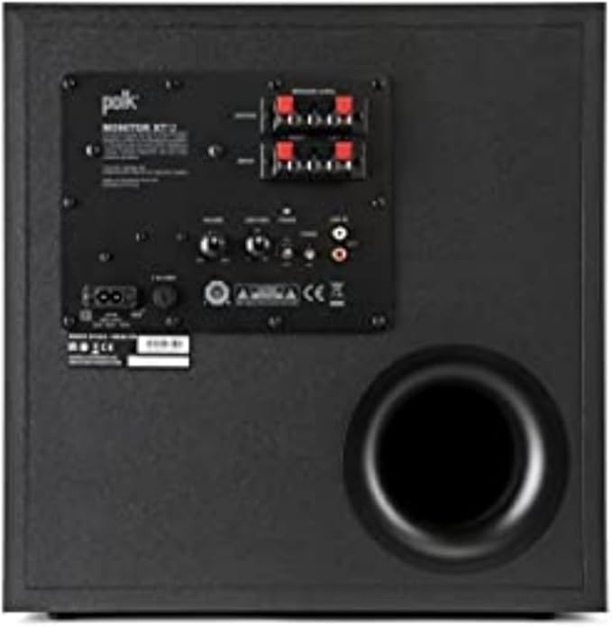 Polk Monitor XT12 Powered Sub - 12" Dynamic Balanced Woofer & 100W Class A/B Amplifier, Low-Resonance MDF Cabinet & Removable Grille, Dolby Atmos & DTS:X Compatible, Midnight Black