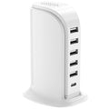 Charging Station for Multiple Devices Upoy, Multi USB Tower Hub with 5 USB+1 Type C Ports, USB C Charger Block Fast Charging for Apple/Samsung/Android Gadgets, Cute Home Office Desk Accessories