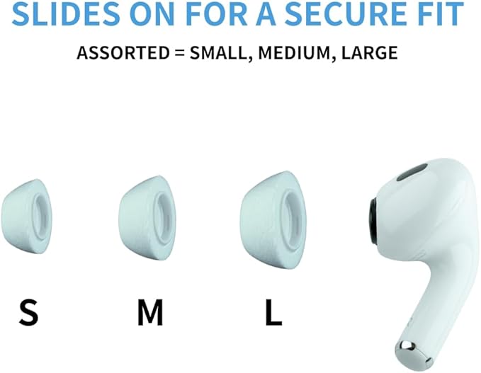 Comply TrueGrip MAX | Premium Memory Foam Replacement Earbud Tips for Apple AirPods Pro 1 & 2 | Long Lasting Comfort, Extreme Durability, Secure Fit, Superior Noise Isolation| White (Medium) (1 Pair)