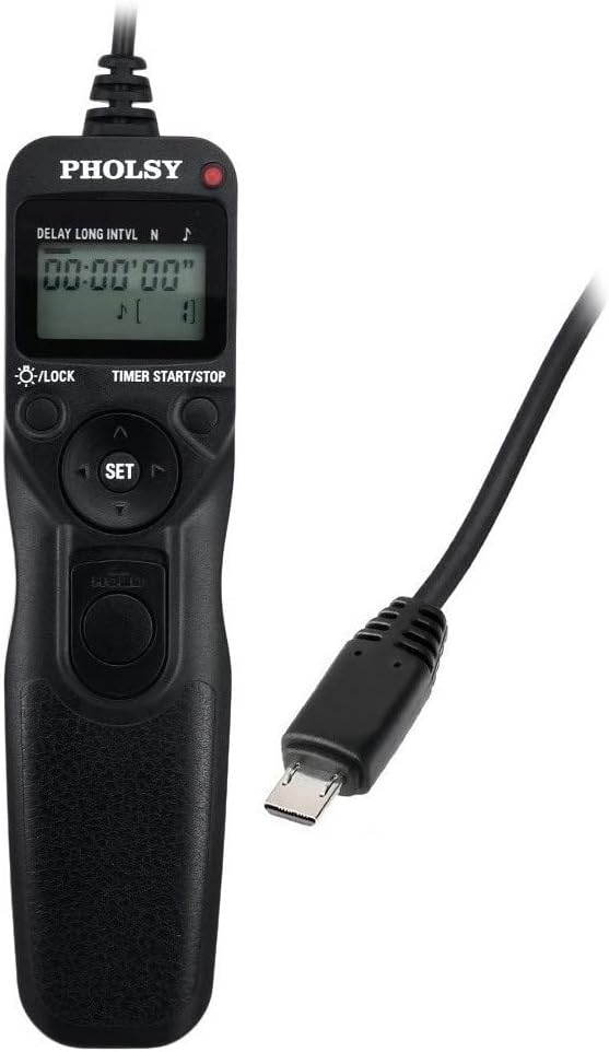 PHOLSY S8 Timer Remote Control Cable with Intervalometer for Sony a1 a9 a9m2 a7 a7M2 a7M3 7RM2 a7RM4 a7S a7SM3 a7SM2 a3500 a6600 a6500 a6100 RX100M5 RX100M6 RX100M7 HX99 HX90 HX350 HX400