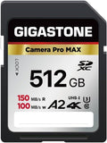 [5-Yrs Free Data Recovery] GIGASTONE 512GB SD Card, 4K Camera Pro MAX, A2 4K SDXC Memory Card High Speed 4K UHD Video Compatible with Canon Kodak Digital Camera, with 1 Mini case