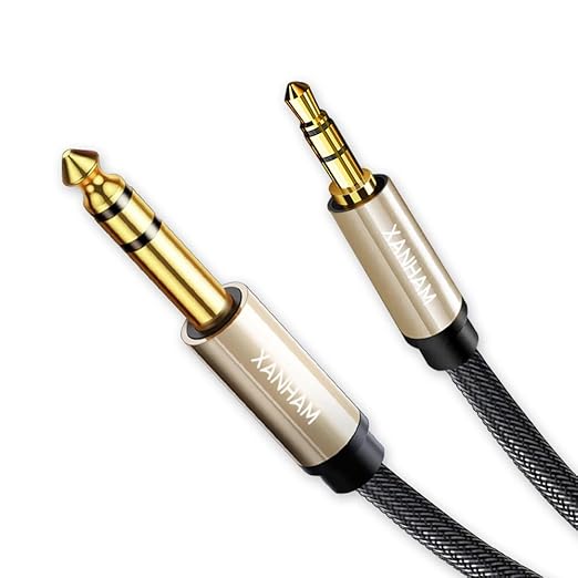 3.5mm to 1/4 Stereo Audio Cable 10 Feet /3M, 1/8" to 6.35mm 1/4" TRS Male Aux Cord Double Shielded with Braiding for Guitar, Amplifiers, PC, Home Theater, Speaker, etc.