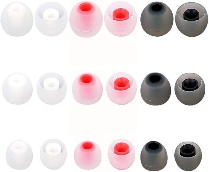 Earbud Tips Ear Bud Tips Soft Anti Slip Washable and Reusable Silicone Replacement Earbud Tips Fit Most in-Ear Earbuds(Inner Hole 3.8mm -5.1mm) 18pcs S M L
