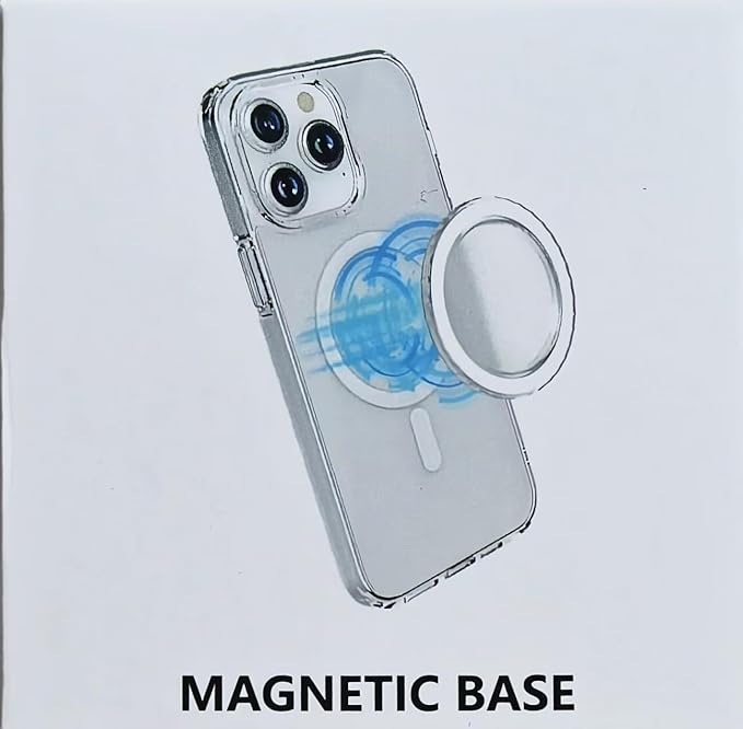imluckies Magnetic Base Compatible with PopSocket Phone Grips and MagSafe iPhone Series Case, Removable Kindle/Phone Holder Base, Thin & Light Portable Plate, Matte Clear