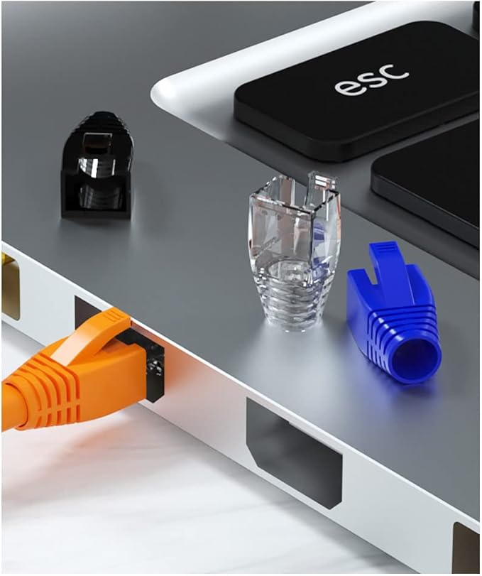50 Pcs Cat7 Cat7A Cat8 Strain Relief Boot, RJ45 Plug Connector Cover Modular Network Plug Connector Cap Cable Connector Boots, Yellow