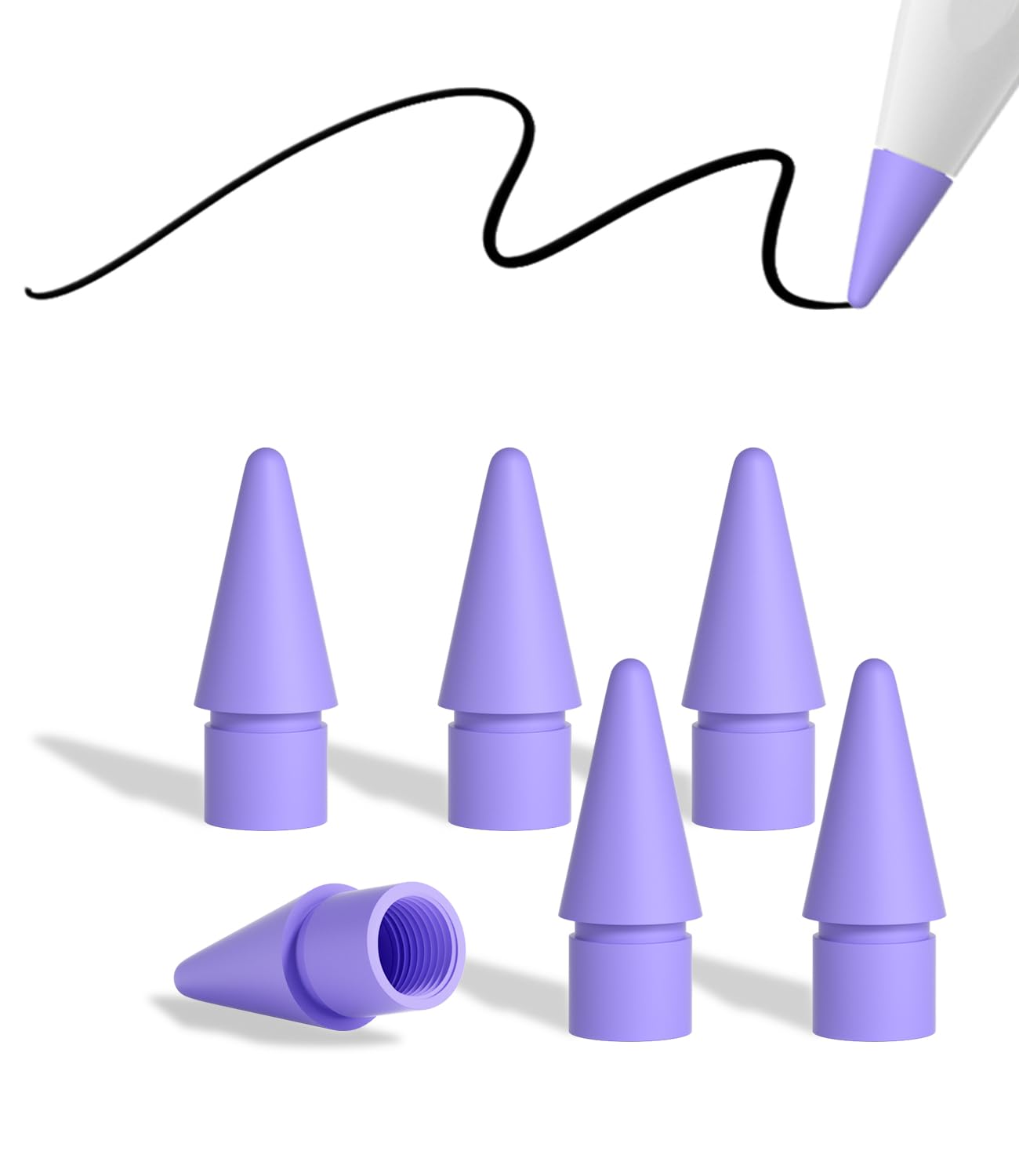 Replacement Pencil Tips for Apple Pencil Pro, Pen Tips for Apple Pencil 2nd Gen/1st Gen/USB-C, Wear-Resisting Pencil Nibs with Storage Box, Pen Nibs Set Compatible with Apple Pen (6 Pack, Purple)