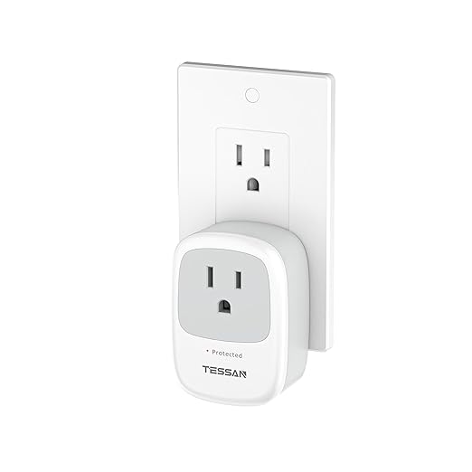 Surge Protector 1050 Joules, TESSAN Single Plug Surge Protector with Protected Light Indicator, 1875W Max Portable Wall Outlet for Appliances, TV, Computer, Refrigerator, Treadmill, Massage Chair
