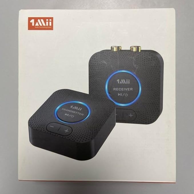 1Mii 2.4GHz Wireless Audio Transmitter Receiver Set for TV, 260Ft/80M Long Range 25ms Low Latency with AUX RCA in/Out,Wireless Audio Adapter for TV PC Powered Speaker Amplifier Soundbar