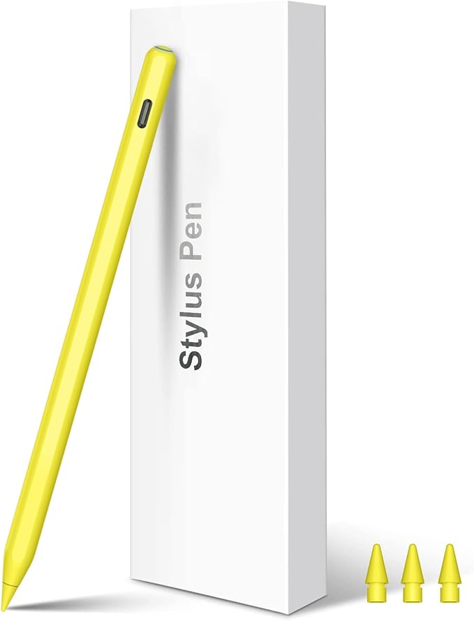 Pencil 2nd Generation Wireless Charging, HATOKU Pencil for iPad with Tilt & Palm Rejection, Magnetic Stylus Pen for ipad Air M3/3/4/5, iPad mini 5/6, ipad 6/7/8/9/10/11 Gen, ipad Pro 11/12.9 (Yellow)