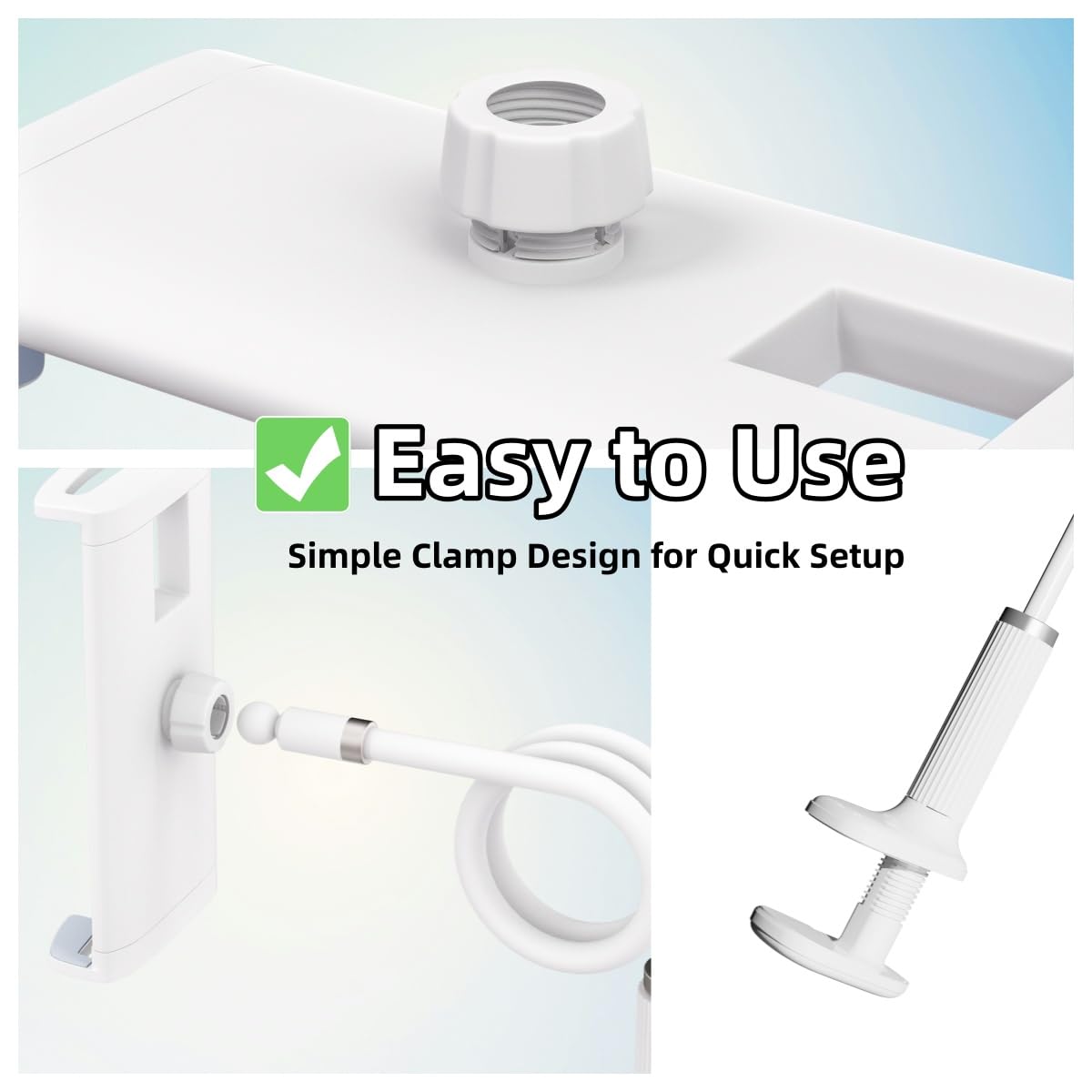 wigmoa K-MT【38.7inch/98cm】 Tablet Phone Holder Table Desk Gooseneck Mount, Mount Holder Clip with Grip Flexible Long Arm Compatible for ipad iPhone/Switch/Samsung Tabs/Kindle Fire HD K-MT (White)