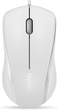Rapoo N1600 3-Button Quiet Wired Mouse, 1000DPI Optical Mouse, Quiet Button, Ergonomic Shape, for Desktop Computers Laptops, Matte White