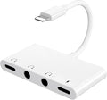 4 in 1 Headphone Splitter, iPhone Headphone Adapter + Dual 3.5mm Headphone Jack Adapter + Charging Port for iPhone 14 13 12 11 X 8 7