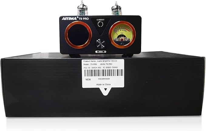 AIYIMA T9 PRO 200W Bluetooth Amplifier HiFi Digital Class D Power Amp 2.0/2.1 Channel Vacuum Tube DAC Amp with VU Meter & Bass Treble Bluetooth 5.2 Coaxial Optical PC-USB inputs
