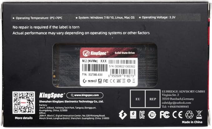 KingSpec XG7000 4TB NVMe SSD PCIe 4.0-7400MB/s Read Speed, 3D TLC NAND M.2 2280 Internal SSD, Compatible with Gaming PC, Laptop, PS5 Console