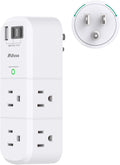 PD30W USB Outlet Extender Surge Protector - with Rotating Plug, 6 AC Multi Plug and 3 USB Ports (2 C), 3-Sided Swivel Power Strip Spaced Splitter for Home, Office, Travel