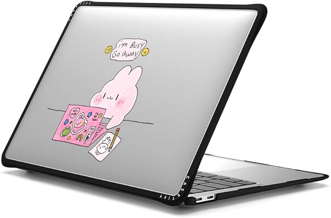 CASETiFY Impact MacBook Air 13" (M1/Intel) Case [Cushioned Impact Corners/Scratch-Resistant/Anti-Slip Grip] - I'm Busy - Clear Black