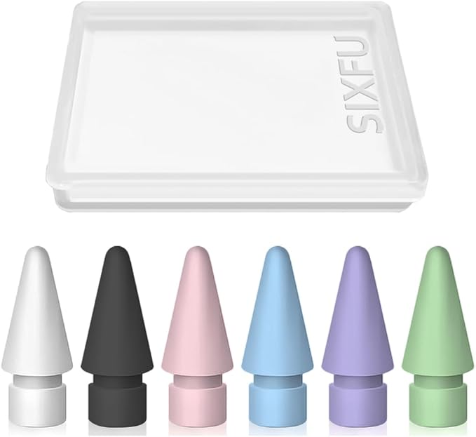 6 Color Tips for Apple Pencil tip, Apple Pen Tip Compatible with iPad Pencil Tip with Cover Case for Apple Pencil Pro/USB-C/ 1st Gen/ 2nd Generation iPencil(White,Black,Pink,Blue,Purple,Green)