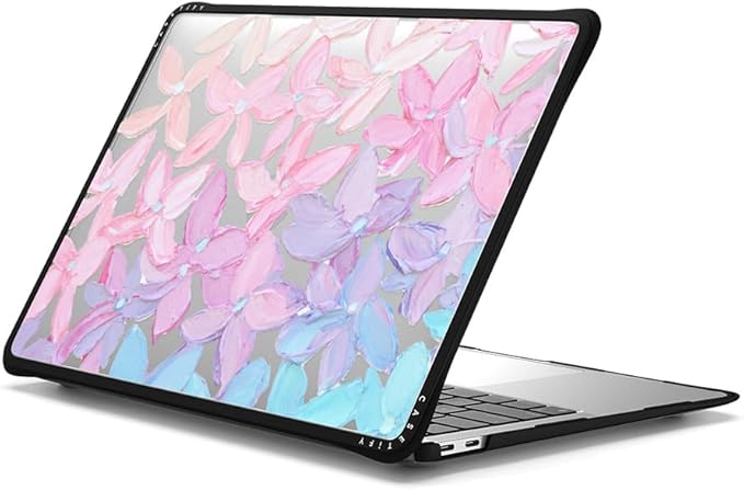 CASETiFY Impact MacBook Air 13" (M1/Intel) Case [Cushioned Impact Corners/Scratch-Resistant/Anti-Slip Grip] - Clear Hydrangea Blooms - Clear Black