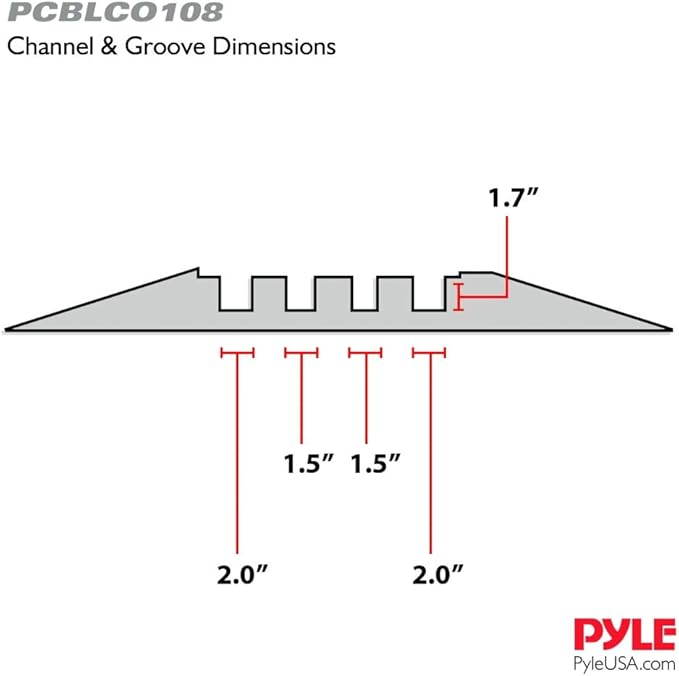 Pyle Hose & Cable Protection Ramp - Extra Heavy Duty Four Channel Extra Large Opening for Water Hose Car Truck Pedestrian Ramp Supports 55000 Lbs, Flip-Open Cover, 31.5” x 23.2” x 3.14” PCBLCO108