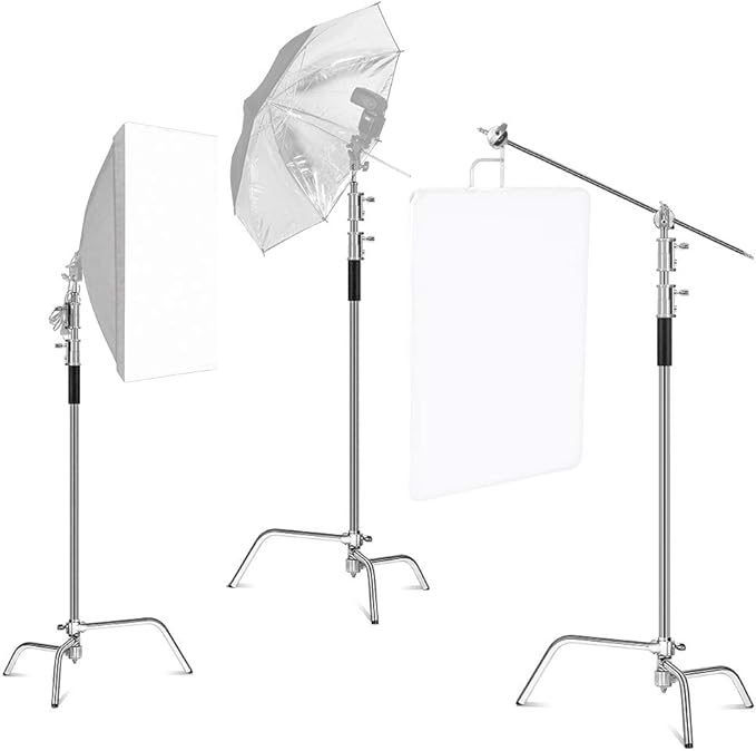 C Stand with Boom Arm Professional Heavy Duty Light Stand with 10.8ft Vertical Pole, C-Stand with 4.2ft Boom Arm, Adjustable Base for Studio Equipment