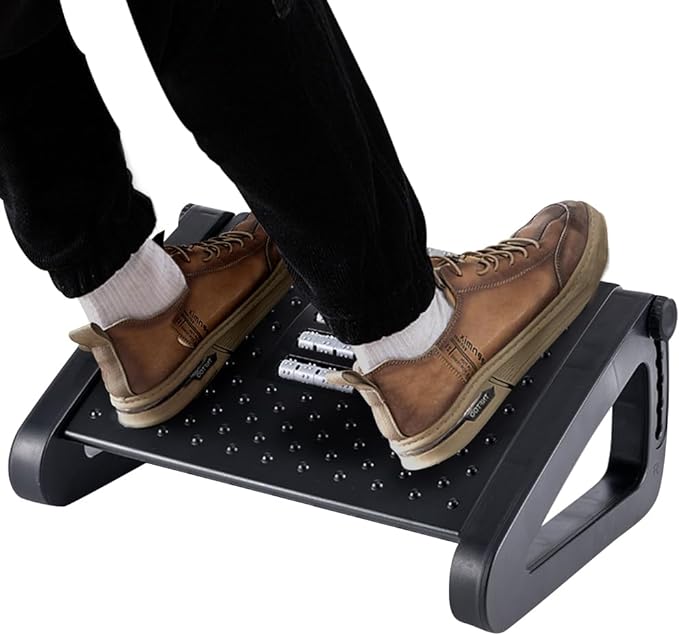 Foot Rest, Six Heights Adjustable Foot Rest for Under Desk at Work, Ergonomic Foots Stool for Under Office Desks, Under Desk Footrest with Foot Massage Roller, Chair Footrest for Leg Rests