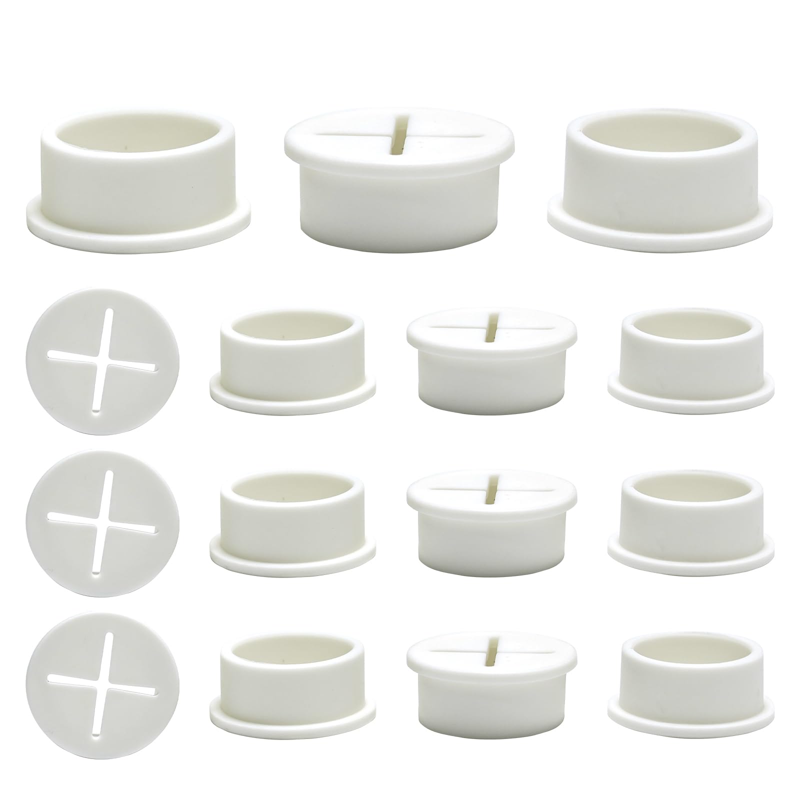 BOPOREAE Desk Grommet, 1 in 25 mm White 15 Pcs Silicone Rubber Grommets
