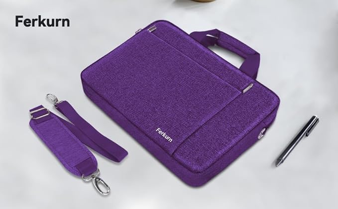 Ferkurn Laptop Bag Case for Women Men Computer Bag Compatible with HP Envy Pavilion Omen/LG Gram/MSI/Dell Inspiron XPS/Lenovo/Acer, Shoulder Strap Carrying Messenger Briefcase, Purple, 17 17.3 Inch
