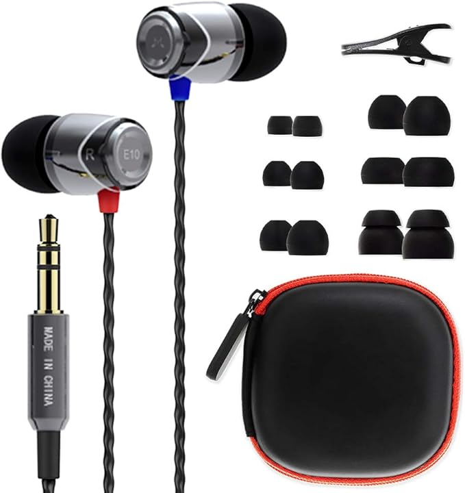 SoundMAGIC E10 Wired Earphones No Microphone HiFi Stereo Earbuds Noise Isolating in Ear Headphones Powerful Bass Tangle Free Cord Gunmetal