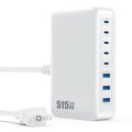 USB C Charger Block 515W[2025 Upgraded] GaN IV 8 Port Fast Charging Station Hub,Dual PD 100W USB C Laptop Charger Compatible with MacBook Pro/Air,iPad,iPhone 16/15,Galaxy S23/S24 Steam Deck Dell XPS