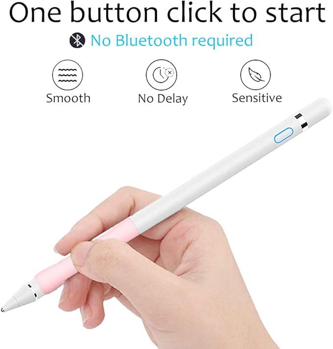 Stylus Pen for iPad, DOGAIN Stylus Pen for Touchscreen with Pink Grip, Digital Active Fine Point Pen for Drawing/Writing/Playing, iPad Pencil Compatible with iOS/Android and Other Tablets
