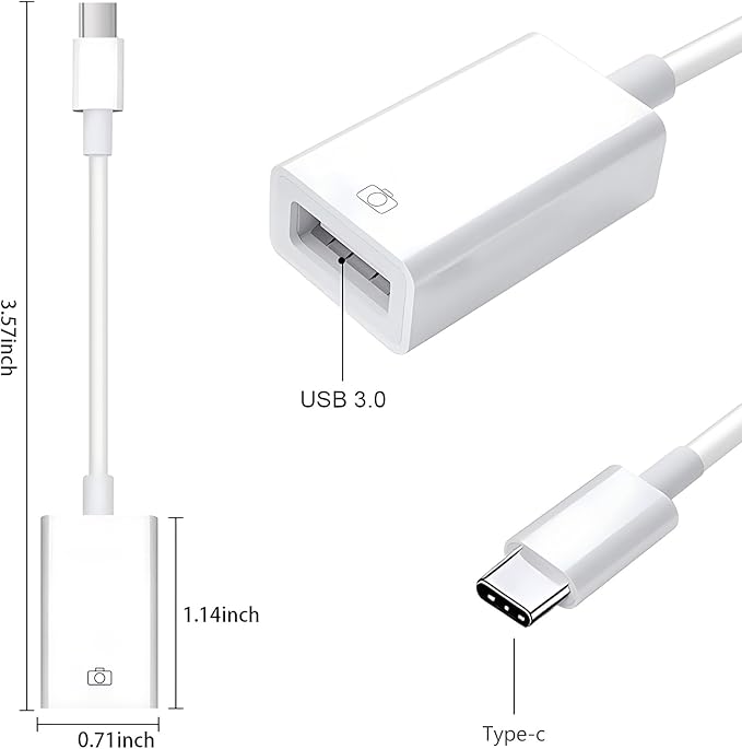 Type-c to USB Adapter, USB-C to USB-A 3.1 Gen1 Female Adapter Cable Converter, 5Gbps High-Speed, for Laptops, Tablets, Phones, USB Flash Drive,Card Reader,MIDI Keyboard, Mouse White