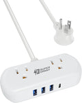 Power Strip with USB, SUPERDANNY Mini Surge Protector with 2 Wide-Spaced Outlets, 3 USB-A 1 USB-C, 5 Ft Extension Cord, Flat Plug, Compact Size Desktop Charging Station Travel, Home, Office, White