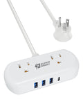 Power Strip with USB, SUPERDANNY Mini Surge Protector with 2 Wide-Spaced Outlets, 3 USB-A 1 USB-C, 5 Ft Extension Cord, Flat Plug, Compact Size Desktop Charging Station Travel, Home, Office, White