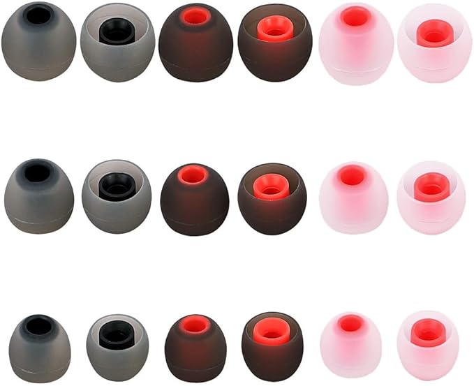 Earbud Tips Ear Bud Tips Soft Anti Slip Washable and Reusable Silicone Replacement Earbud Tips Fit Most in-Ear Earbuds(Inner Hole 3.8mm -5.1mm) 18pcs S M L