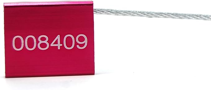 Leadseals(R) 50 Red Steel Cable Seals Metal High Security Seals Numbered Truck Trailer Seal Anti-Tamper Pull-Tite Security Tags Aluminum Body Transport Shipping Seal Self-Locking Safety Ties ISO 17712
