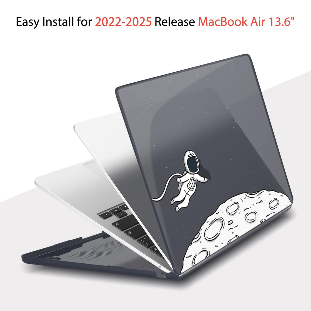 Teryeefi for M4 MacBook Air 13.6 inch Case 2022 2023 2024 2025 Release M3 A3113 M2 A2681 with Touch ID, Design Hard Shell Case+Keyboard Cover+Screen Protector+Type C Adapter, Floating Astronaut