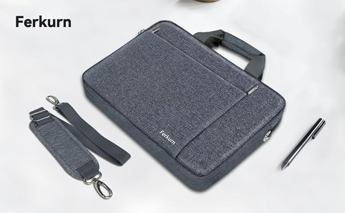 Ferkurn 17 17.3 Inch Laptop Bag Women Men Compatible with HP Envy Pavilion Omen/LG Gram/MSI/Dell Inspiron XPS/Lenovo Thinkpad/Acer, Shoulder Strap Carrying Briefcase Messenger Computer Bag Case, Grey
