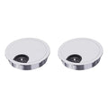 2 Pack Desk Grommet 2-3/8 Inch 60mm, Zinc Alloy Computer Desk Wire Hole Cover, Office Desktop Cord Cable Hole Metal Ring, Silver Tone