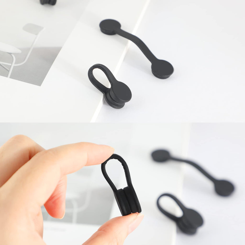 Viaky Magnetic Cable Ties 6-Pack,Silicone Cord Ties Cable Clips,Black