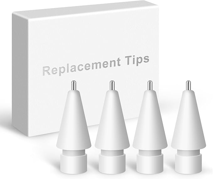 Replacement Tips for Apple Pencil 1st/2nd Gen,No Wear Out Upgraded Apple Pencil Tips,Metal Pencil Nibs for Precise Control - Pen Like 0.78mm Longer Tips for iPad Pencil - 4 Pack White