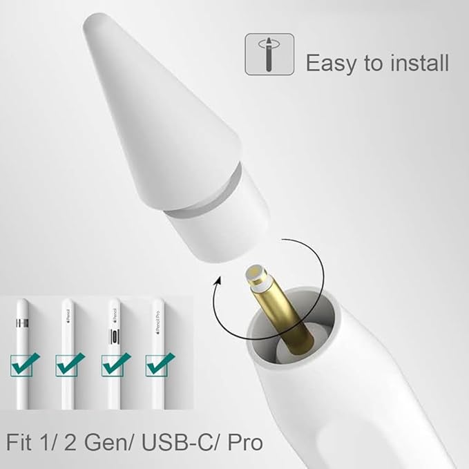 Replacement Tips for Apple Pencil 1st Generation/ 2nd Generation Tips, iPad Pencil Nibs Accessories for Apple Pen Pro/USB-C/ 1/2 Gen(8 Pack)