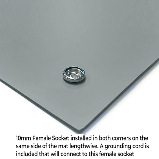 RubberStat Dual Layer ESD Compliant Workstation Rubber Table Mat Kit, Soldering, Cell Phone Repair, with Wrist Strap Set and Ground Cord - 30"x36" Grey