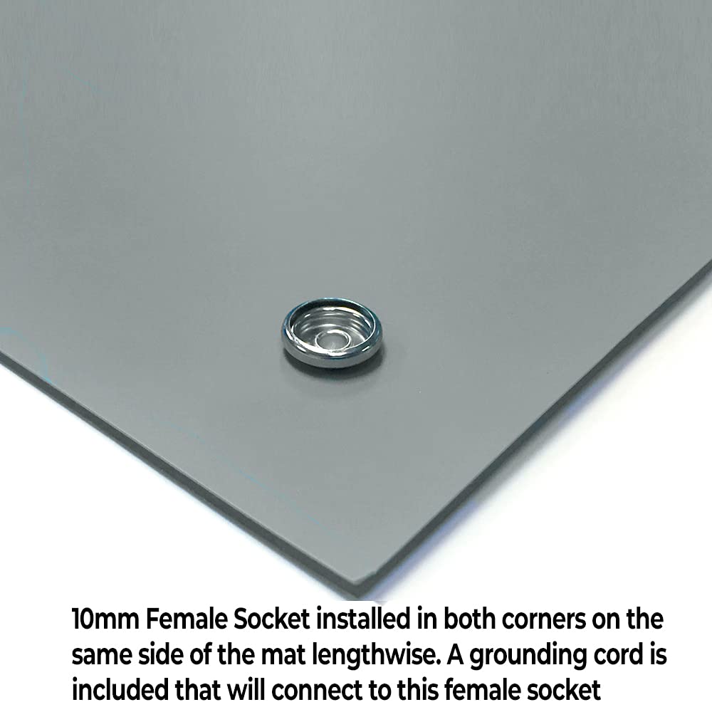 RubberStat Dual Layer ESD Compliant Workstation Rubber Table Mat Kit, Soldering, Cell Phone Repair, with Wrist Strap Set and Ground Cord - 24"x36" Grey