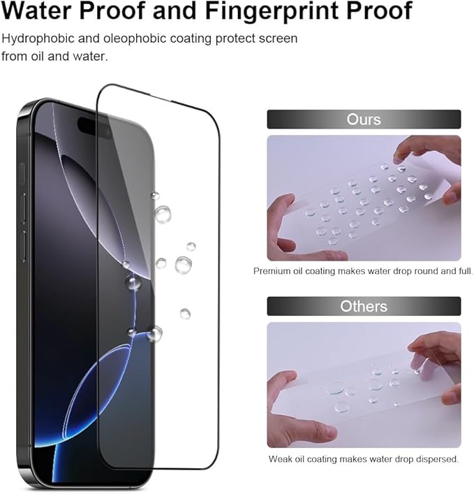 2 pack Full 9H+ Military Grade Glass Screen Protector for iPhone 15 Pro Max + 2 pack Camera Lens Protector with easy Installation Frame Case Friendly Shatterproof Tempered Glass 9H+ Hardness HD Clear Anti-Scratch Glass Full Edge Coverage (6.7) 15 ProMax
