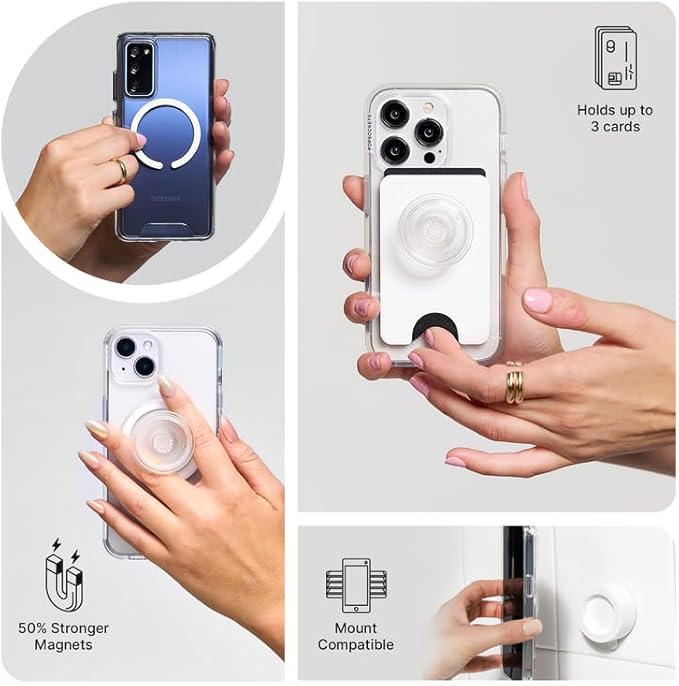 PopSockets Phone Grip for MagSafe with Kickstand, Magnetic Stand, Swappable Top, Secure Hold for iPhone MagSafe Cases, Phone & Tablet Grip, Cute PopSockets - Gem Brooch Jade